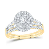 10K Yellow Gold Oval Diamond Bridal Set Ring with 1.00Tw Round  Diamonds