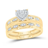 10k Yellow Gold  Heart  3 Pieces Set with 0.25tw Round Diamonds