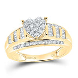 10K Yellow Gold Heart Diamond Engagement Ring with 0.50Tw Baguette and Round Diamond