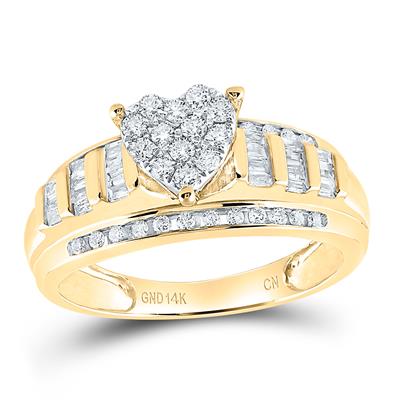 10K Yellow Gold Heart Cluster Diamond Engagement Ring 0.50 ct tw