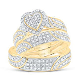 10k Yellow Gold Heart 3 Pieces Diamond with 0.62Tw Round Diamonds