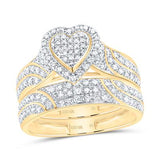 10k Yellow Gold Heart 3 Pieces Diamond with 0.62Tw Round Diamonds