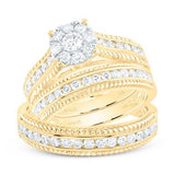 14k Yellow Gold  Round 3 Pieces Set with 1.25tw Round Diamonds