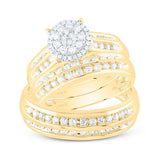 14k Yellow Gold  Round 3 Pieces Set with 0.87tw Round Diamonds