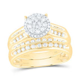 14k Yellow Gold  Round 3 Pieces Set with 0.87tw Round Diamonds