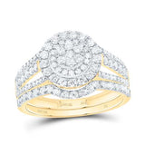10K Yellow Gold  Round Diamond Bridal Set Ring with 1.00Tw Round  Diamonds