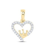 10k Yellow Gold Heart Diamond Women's Pendant with 0.12Tw Round Diamond