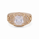 14k Yellow Gold Square CZ Men's Fashion Ring