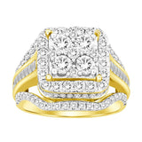 14K Yellow Gold Square Diamond Engagement Ring