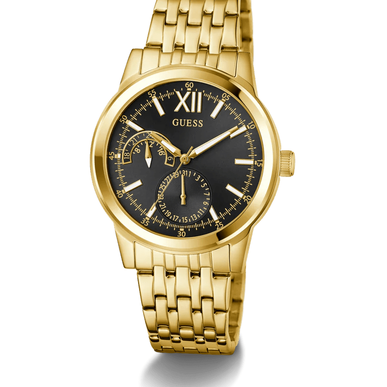 GUESS Men's Gold-Tone Multifunction Watch Black Dial – view 2