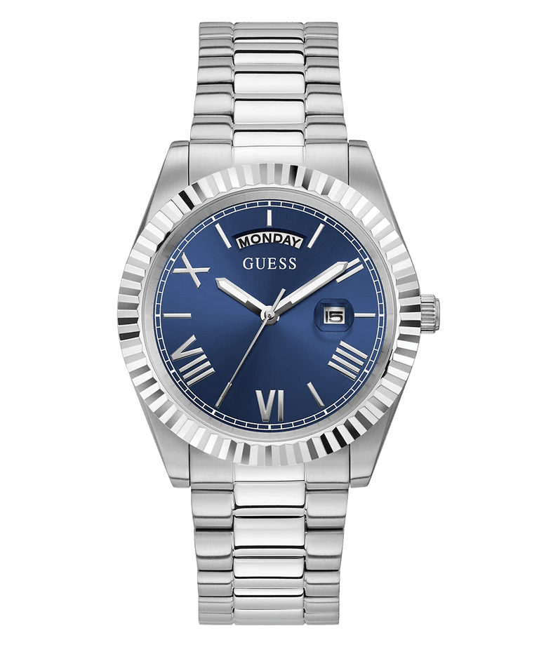 GUESS Mens Silver Tone Day/Date Watch - Miral Jewelry