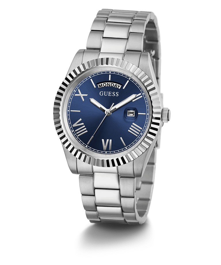 GUESS Mens Silver Tone Day/Date Watch - Miral Jewelry