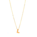 Initial L in 14k Yellow Gold Necklace - Miral Jewelry