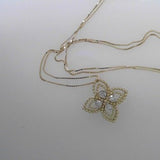 Lady's Yellow 10 Karat Classic Diamond Necklace Length 18 0.25tw Round Diamonds with earrings - Miral Jewelry