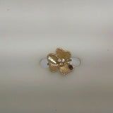 Lady's Yellow 14 Karat Flower Diamond Fashion Ring Size 7 With 0.30Tw Round Diamonds - Miral Jewelry