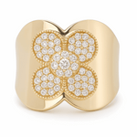 10K  Yellow Gold  Flower Fashion with Cz Women's Ring