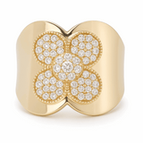 10K  Yellow Gold  Flower Fashion with Cz Women's Ring
