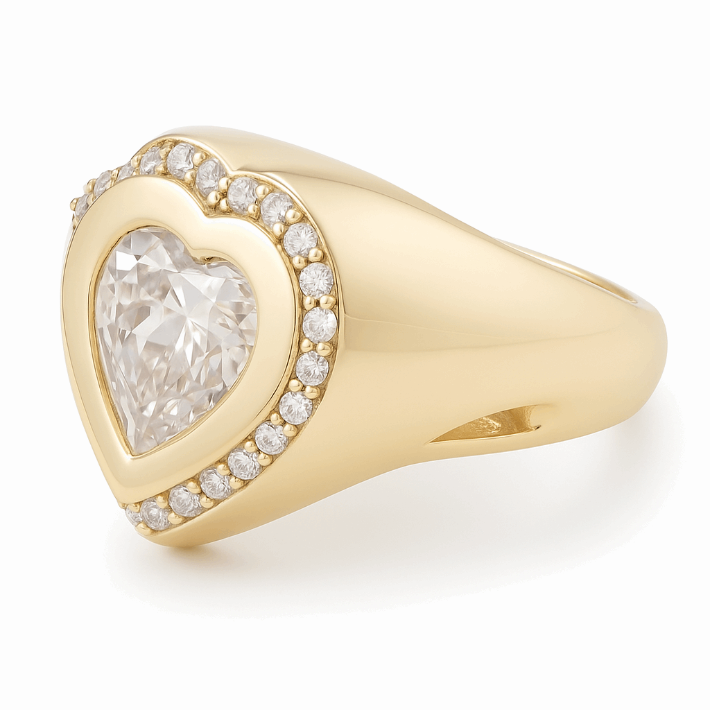 10K  Yellow Gold Heart with Cz Women's Ring