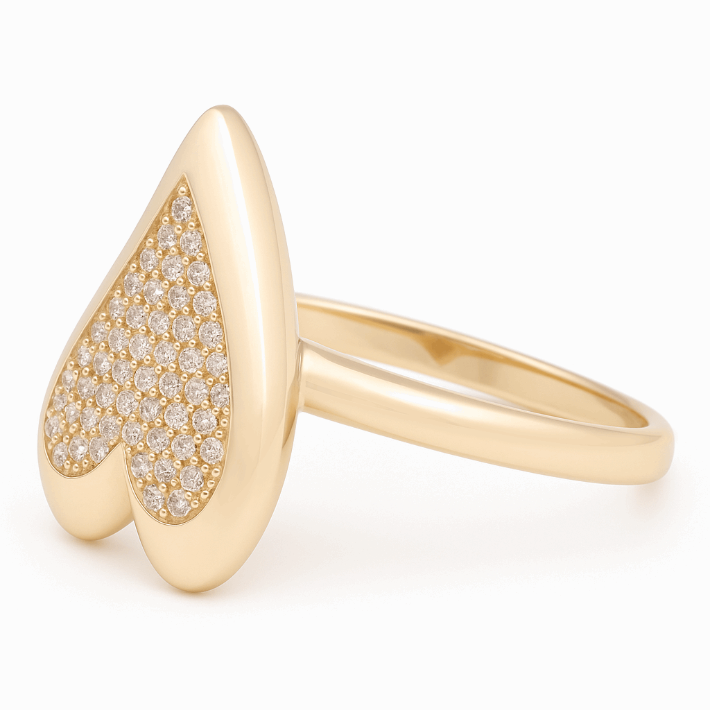 10K  Yellow Gold Heart with Cz Women's Ring