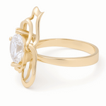 10K  Yellow Gold  Flower Fashion with Cz Women's Ring