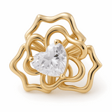 10K  Yellow Gold  Flower Fashion with Cz Women's Ring