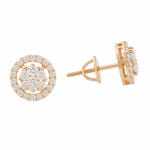 14K Yellow Gold Stud Diamond Earrings with 1.25Tw Round Diamonds