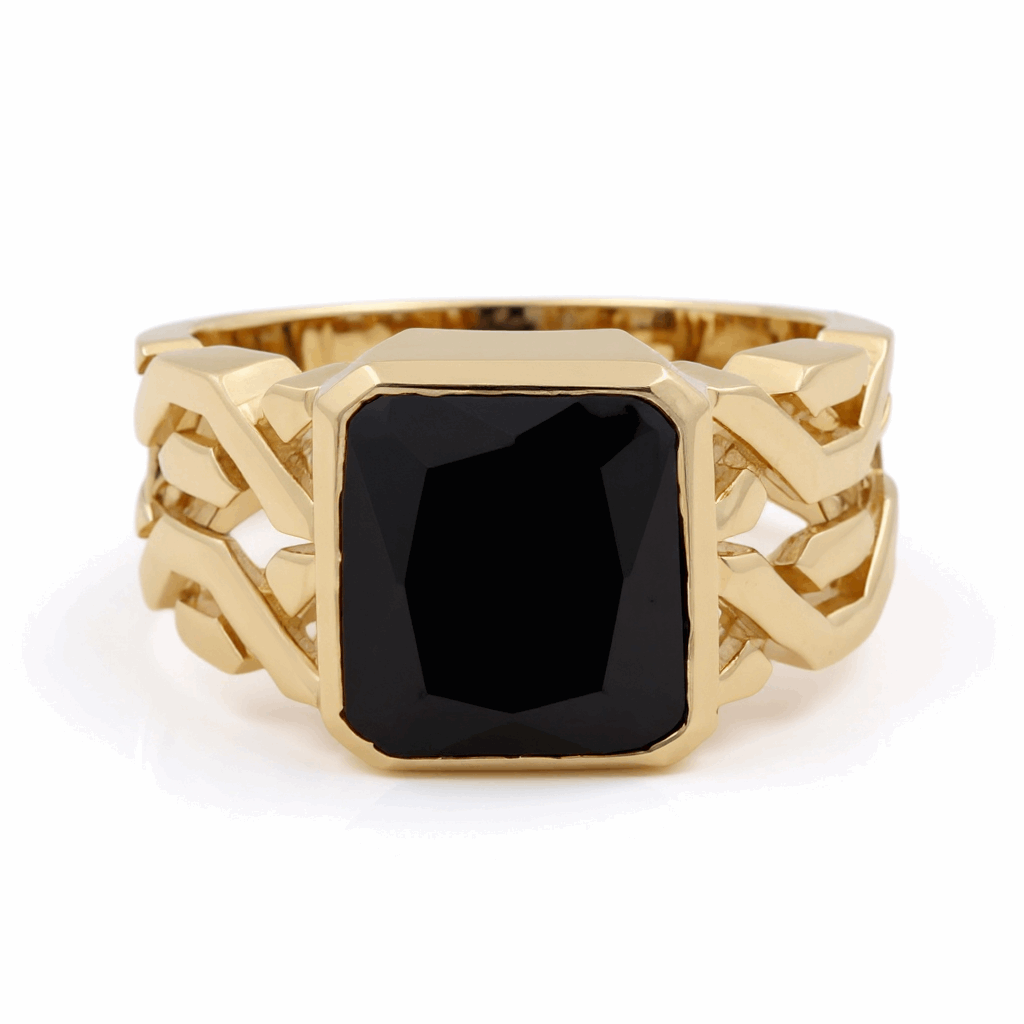 14k Yellow Gold  Square Onix Fashion Ring