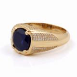 14k Yellow Gold  Round Blue Fashion Ring