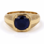 14k Yellow Gold  Round Blue Fashion Ring