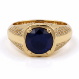 14k Yellow Gold  Round Blue Fashion Ring
