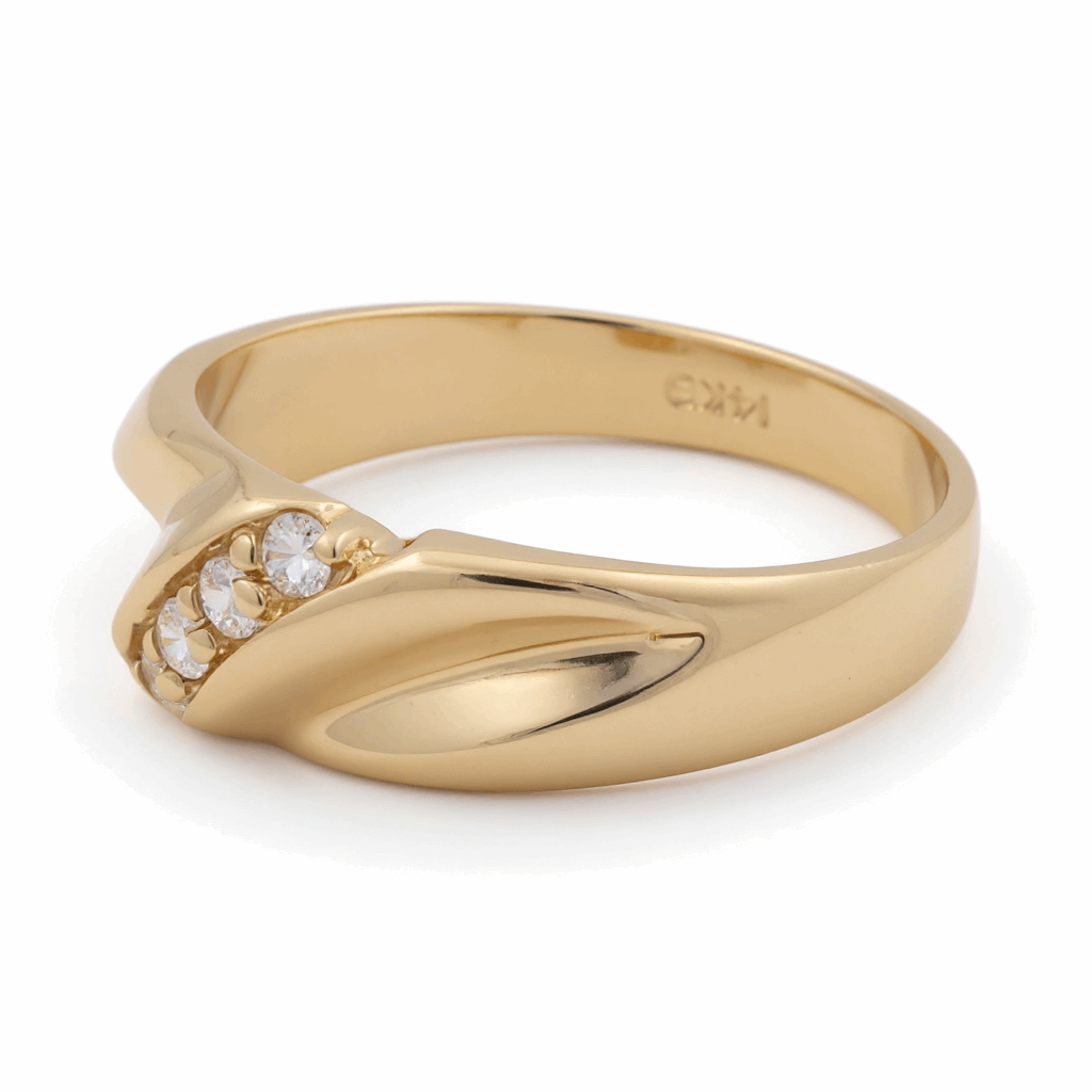 14K Two Tone White/Yellow Gold  Wedding Band  Ring with Cz