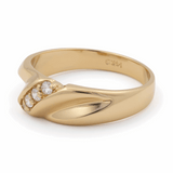 14K Two Tone White/Yellow Gold  Wedding Band  Ring with Cz
