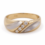 14K Two Tone White/Yellow Gold  Wedding Band  Ring with Cz