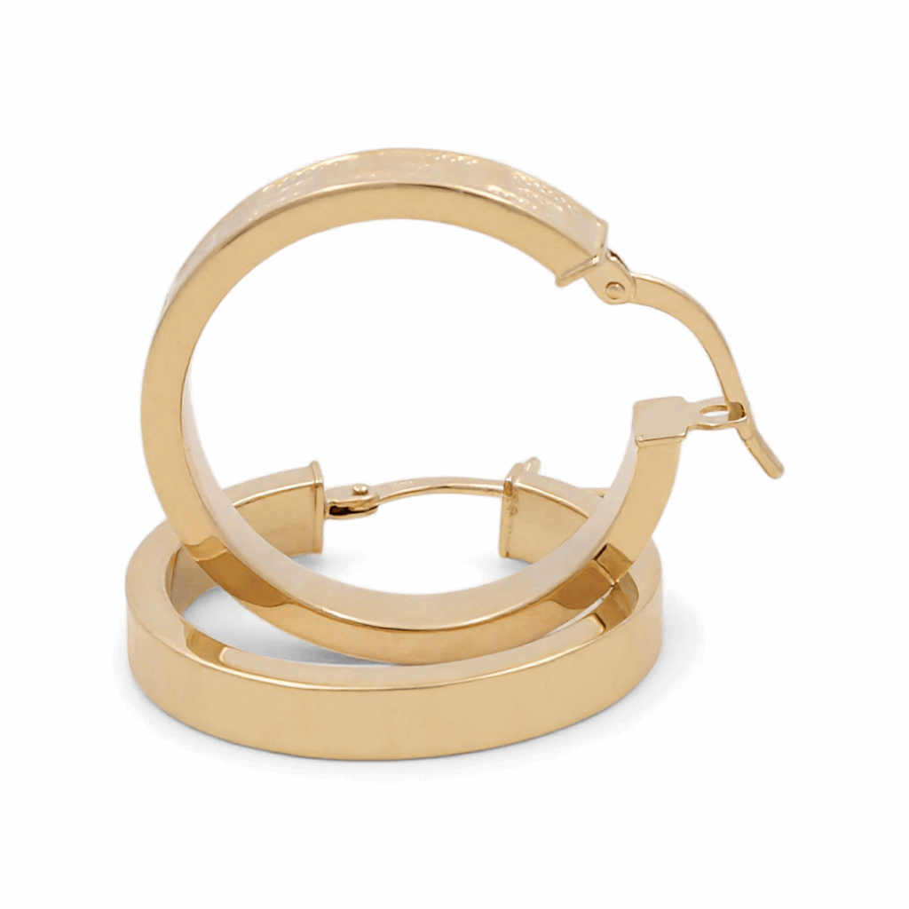 14K Yellow Gold  Large Greek Hoop Earrings