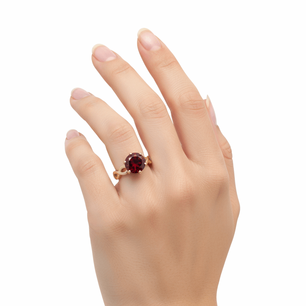 14K Yellow Gold Round Red  Fashion  Women's Ring