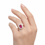 14K Yellow Gold Oval Red Fashion  Women's Ring