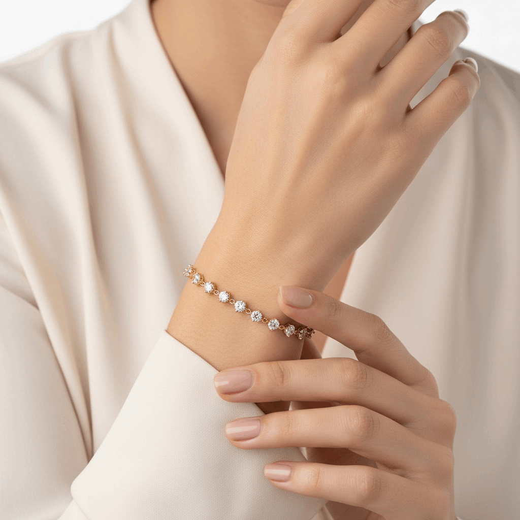 14K Yellow Gold Fashion With Cz Bracelet