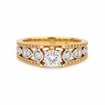 14K Two Tone White/Yellow Gold Modern Diamond Engagement Ring with 0.85Tw  Round Diamonds