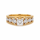 14K Two Tone White/Yellow Gold Modern Diamond Engagement Ring with 0.85Tw  Round Diamonds