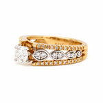 14K Two Tone White/Yellow Gold Modern Diamond Engagement Ring with 0.85Tw  Round Diamonds