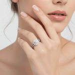 14K White Gold Round Diamond Bridal Set Ring with 0.50Tw Round Diamonds and 0.25Tw Round Diamonds