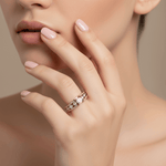 14K Two Tone White/Yellow Gold Modern Diamond Engagement Ring with 0.85Tw  Round Diamonds