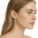 14K  Yellow Gold Drop Earrings with Cushion Blue Topaz