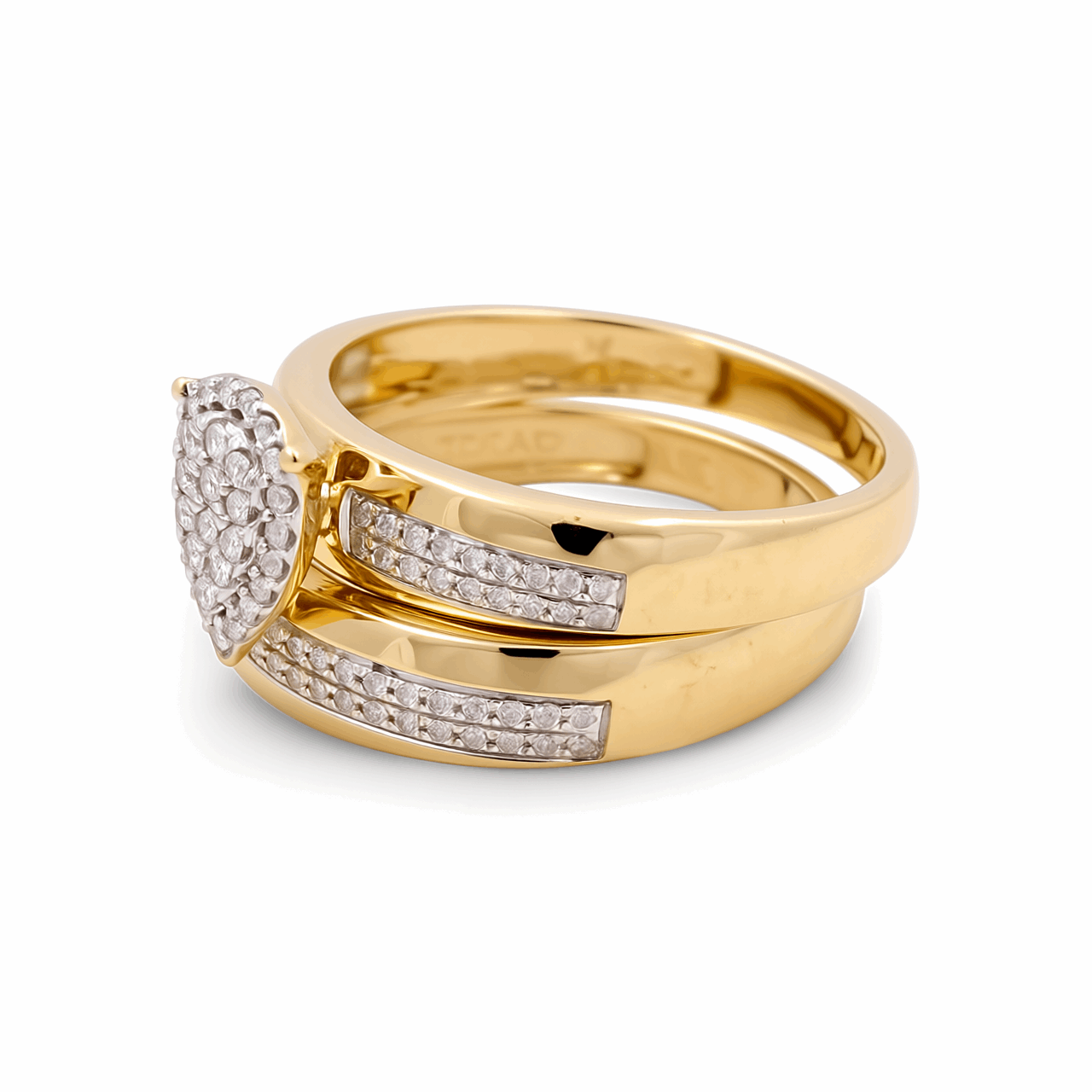10k Yellow Gold  Pear 3 Pieces Set with 0.50tw Round Diamonds