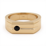 14k Yellow Gold Round Onyx  Fashion Ring Men's