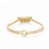 10K Yellow Gold Herrigbone with Butterfly Bracelet Women's