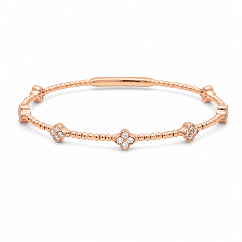 Rose Gold 14K Bangle Diamond Women's Bracelet with 0.37Tw Round Diamonds - Miral Jewelry