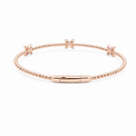 Rose Gold 14K Flowers Bangle Diamond Women's Bracelet with 0.33Tw Round Diamonds - Miral Jewelry