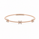 Rose Gold 14K Flowers Bangle Diamond Women's Bracelet with 0.33Tw Round Diamonds - Miral Jewelry