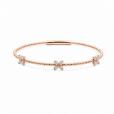 Rose Gold 14K Flowers Bangle Diamond Women's Bracelet with 0.33Tw Round Diamonds - Miral Jewelry